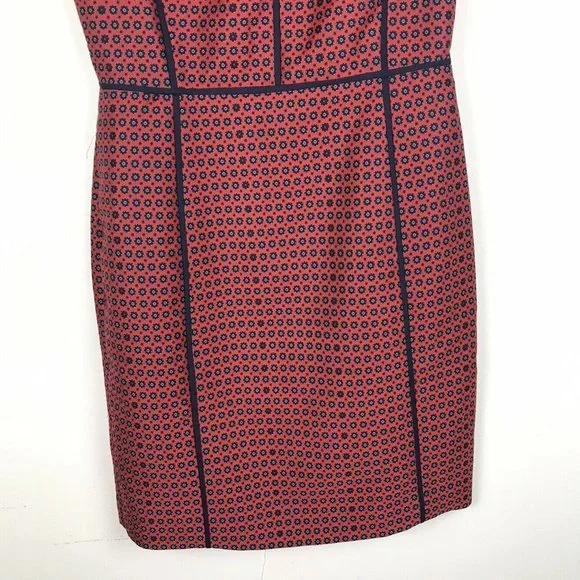 NWT J.Crew Sheath Dress Crimson Foulard Geo Print - Picture 7 of 9
